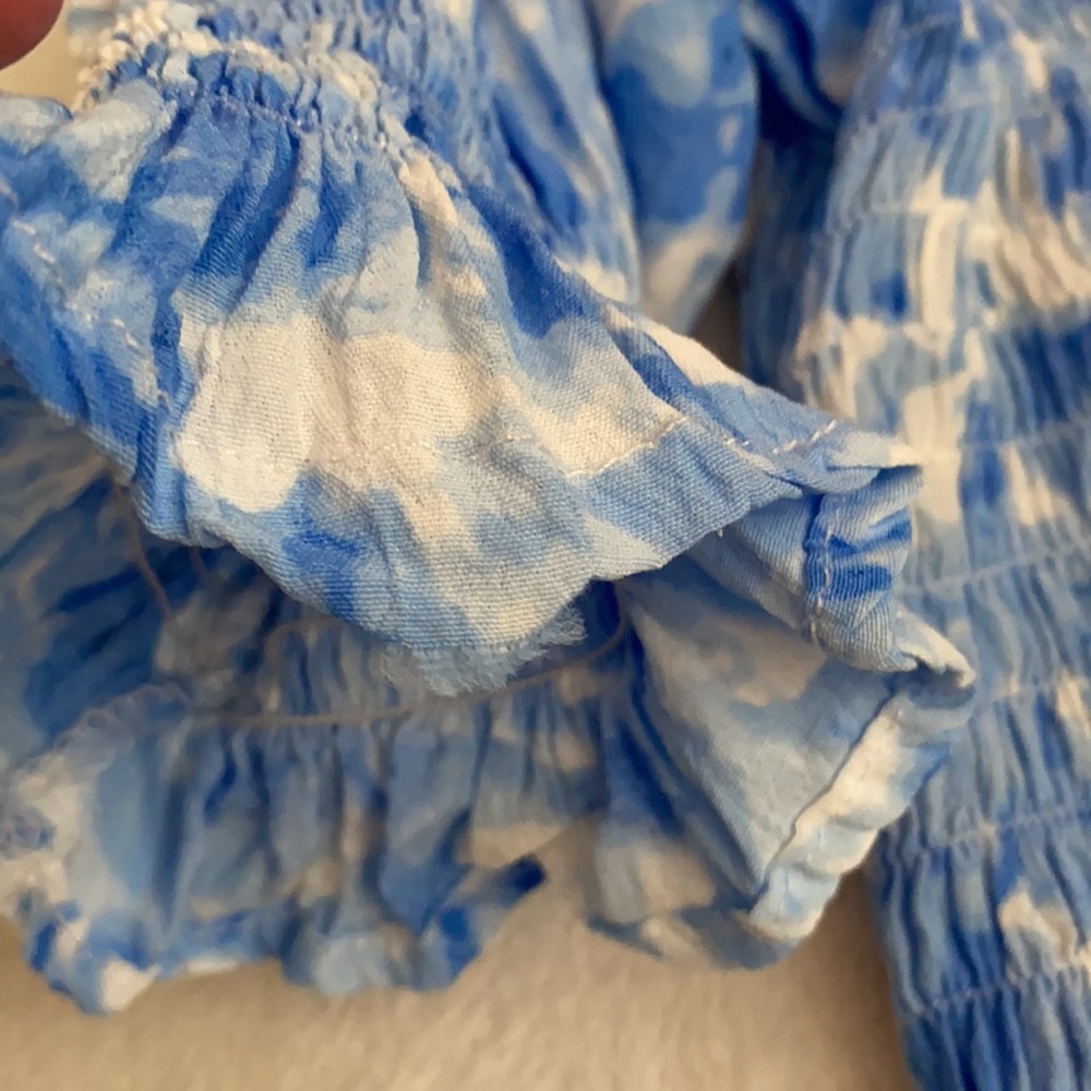 Faithfull The Brand | Magnolia Smocked Mini Dress Blue Roos Tie Dye (M/6) - Picture 5 of 16